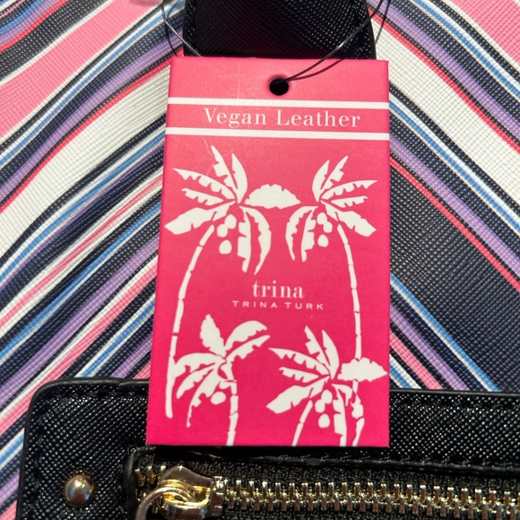 Trina Turk Chevron Tote in Pink and Navy - Picture 13 of 16